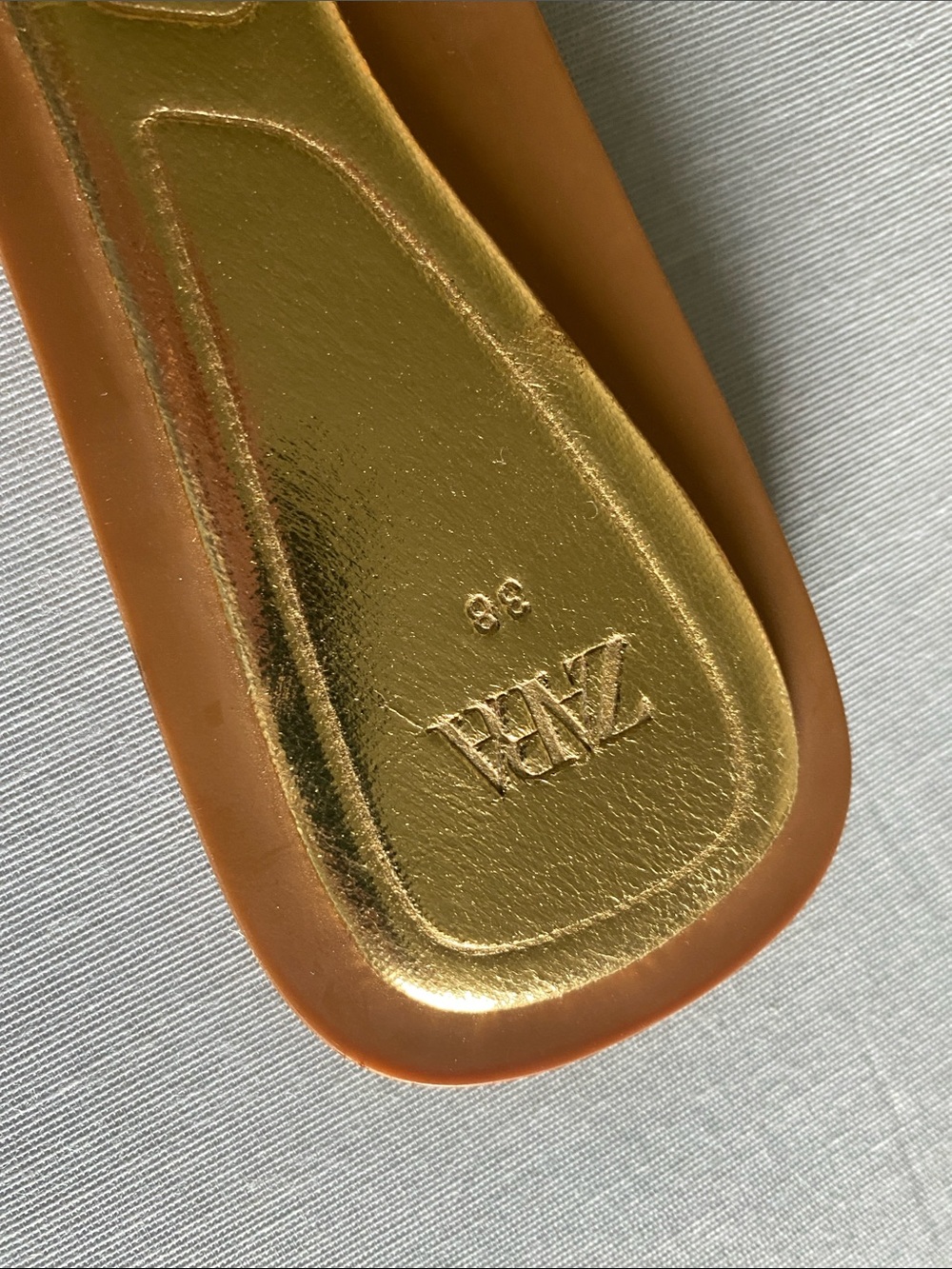 Zara Metallic Gold Leather Slide Sandals - Picture 2 of 4